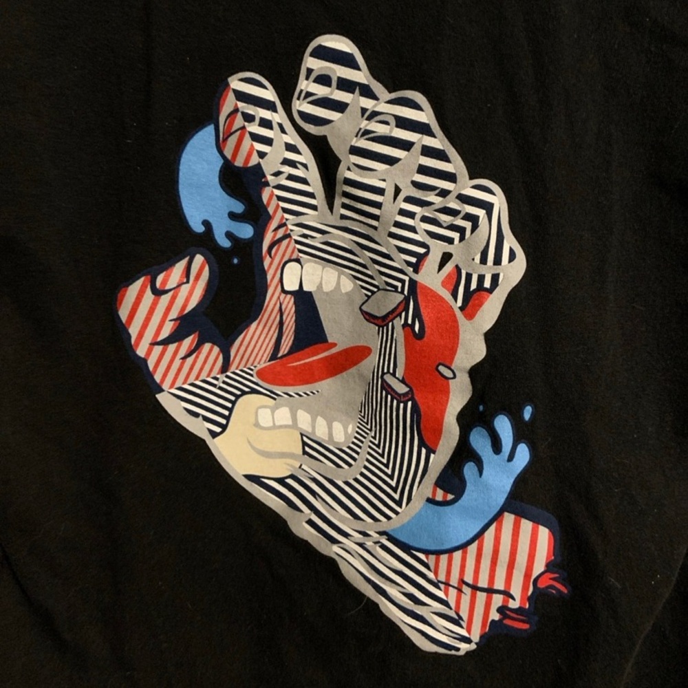 Men's Santa Cruz Screaming Hand Graphic Long Sleeve Black Shirt Size Medium